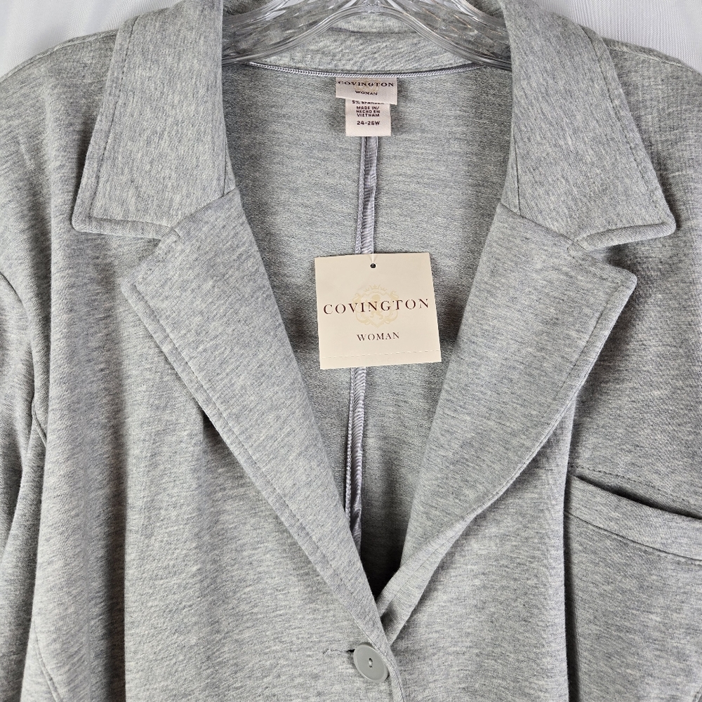 NEW Covington Cotton Stretch Comfort Knit Blazer Jacket Womens Plus Size 24/26W - Picture 2 of 16